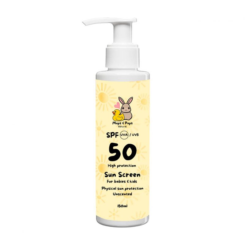 MUPS & PUPS – Oparfymerad Ekologisk Solkräm SPF 50, 150 ml