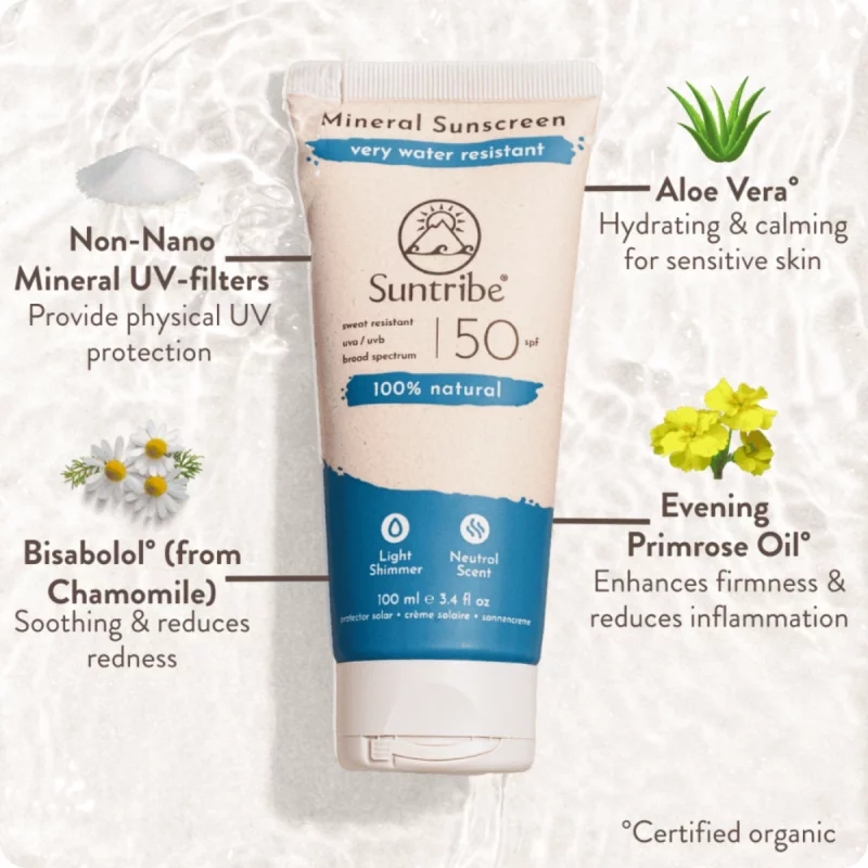 Suntribe Mineral Sunscreen SPF 50 ekologiskt solskydd i tub