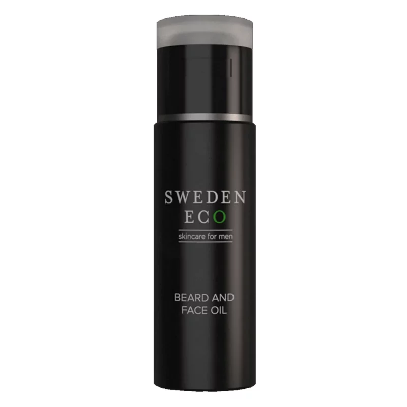 Sweden Eco ekologisk skägg- och ansiktsolja 50 ml i svart pumpflaska