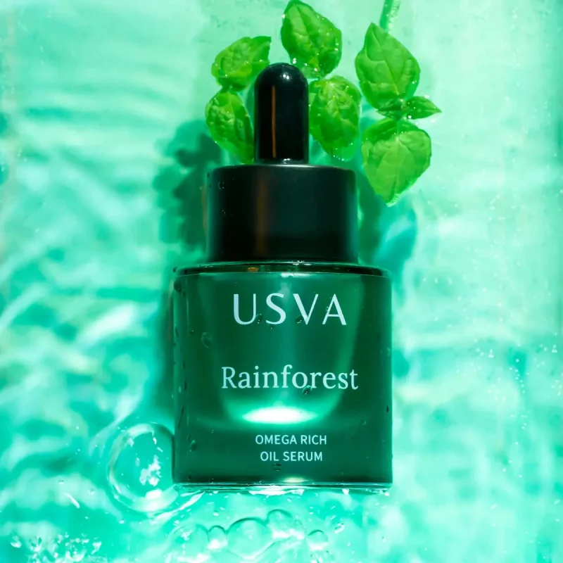 USVA Rainforest Omega Rich Oil Serum i grön glasflaska