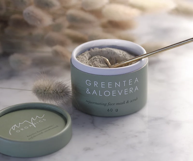 Green Tea & Aloe Vera Ansiktsmask i Pulverform – 60 g - Bild 2