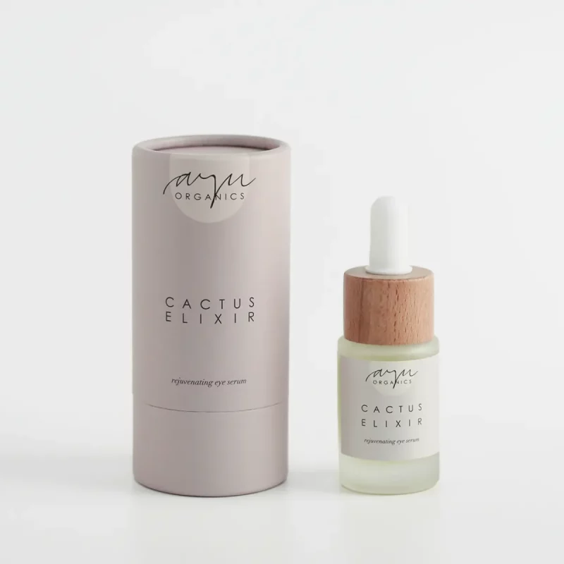 Cactus Elixir eye serum från Ayu Organics i glasflaska