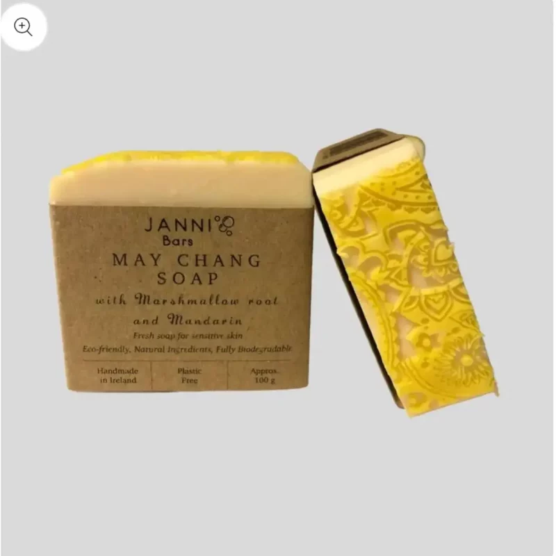 Janni Bars May Chang naturlig tvål 100g med citrus och spetsmönster
