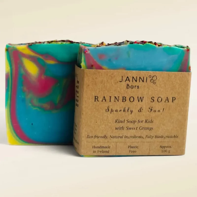 Naturlig regnbågstvål från Janni Bars med citrusdoft, 100g, frontvy